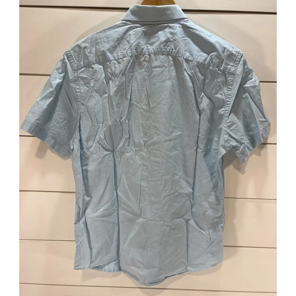 Men's Banana Republic Blue/White Stretch Soft Wash Slim Fit Button Down Shirt M